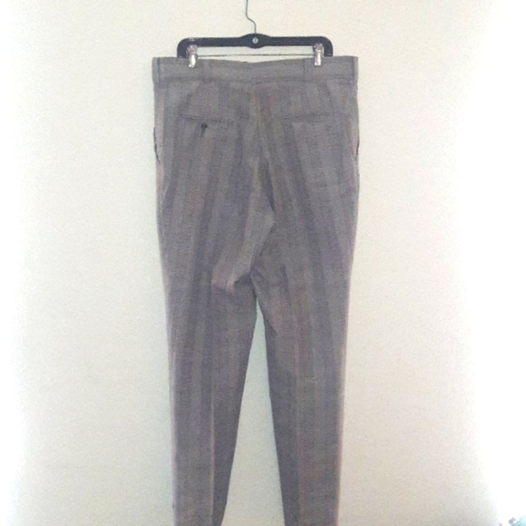 Vintage '70s Grey Plaid Mens Dress Pants - Picture 3 of 3